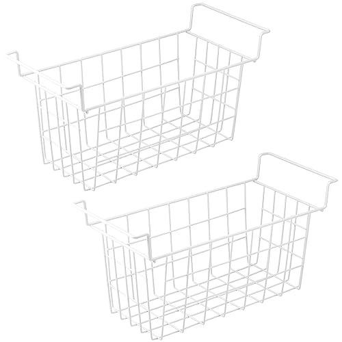 Orgneas 17.5 Inch Freezer Organizer Bins for Chest Freezer Refrigerator Basket Storage Rack Bins Deep Freezer Metal Wire Baskets 2Pcs