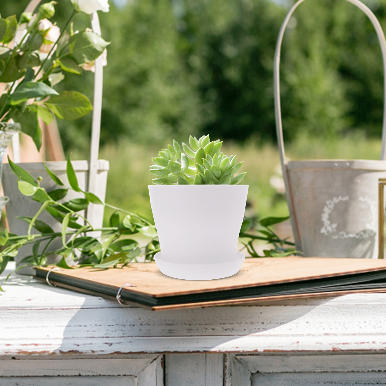 10 Pcs Flowerpot Flower Planting Pot Walkway Flower Pot 10.00X10.00X8.50CM White