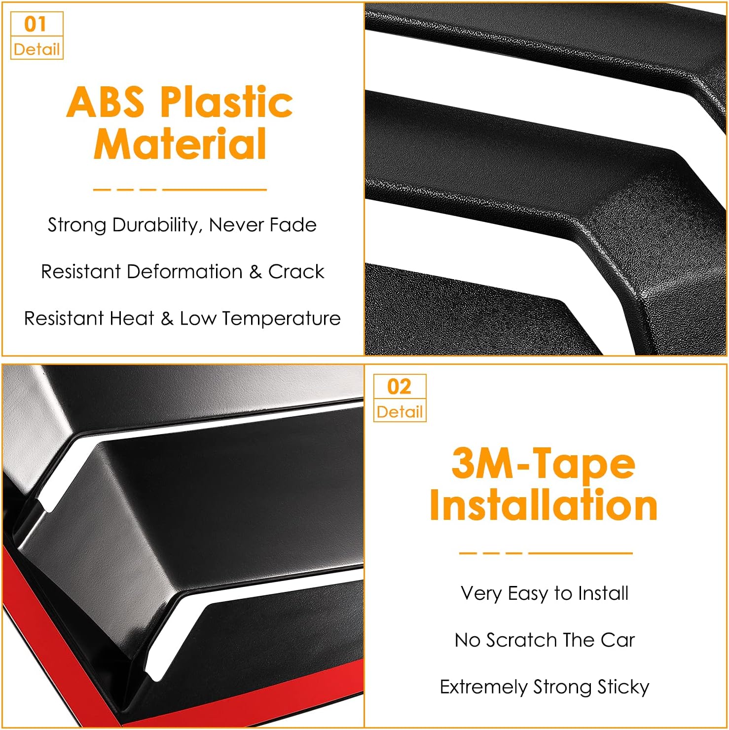 Rear Window Louver Fits for Ford Mustang 2005 2006 2007 2008 2009 2010 2011 2012 2013 2014 Windshield Sun Shade Rain Covers in GT Lambo Style Fit All Weather ABS - Matte Black