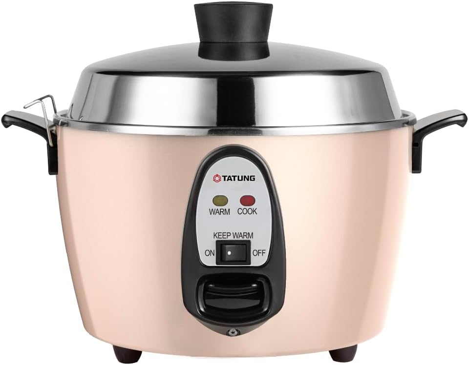 TATUNG 6-Cup Rice Cooker Stainless Steel Multi-Functional -Vanilla Cream TAC-06IN (UL), 2.4L