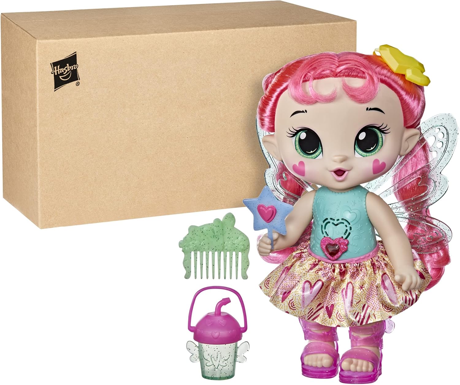 Baby Alive Glo Pixies Doll, Sammie Shimmer, Interactive 10.5-inch Pixie Doll Toy for Kids 3 and Up, 20 Sounds, Glows with Pretend Feeding