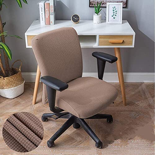 Office Chair Cover 2 Pcs, Stretchable Computer Chair Seat Slipcovers Elastic Desk Seat Cover Removable Washable Dining Kitchen Chair Protective Cover Machine Wash(Silver)