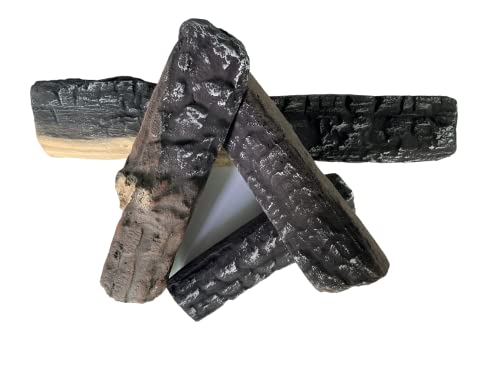 Gas Logs 4pcs Gas Fireplace logs,Simulated Fake firewood,Ceramic,Ventless,Decoration,use Outdoor Fireplaces and Fire Pits (4pcs)