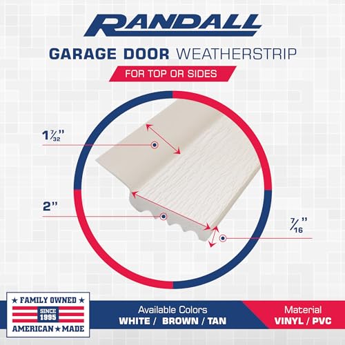 Randall Manufacturing V-37, 7-Feet Dual Vinyl Garage Door Seal for Top or Sides (Brown)