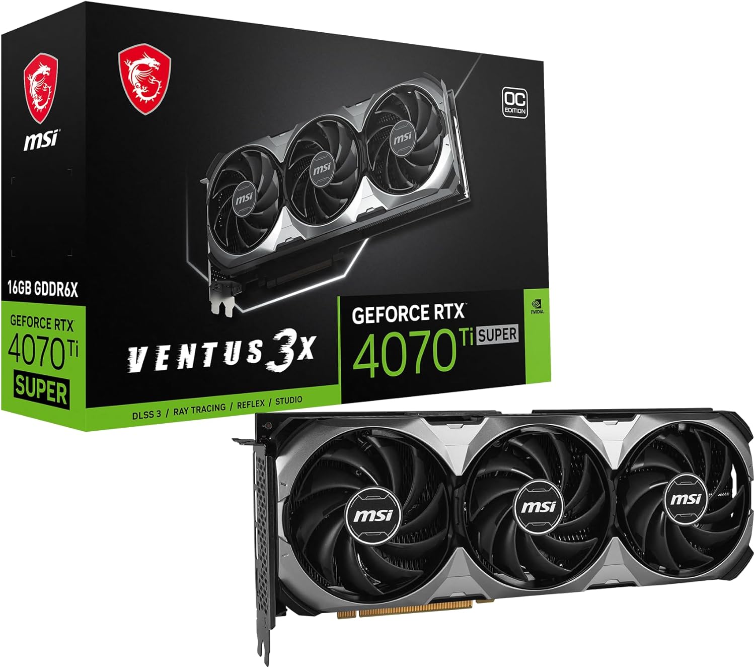 MSI Gaming RTX 4070 TI SUPER 16G VENTUS 3X OC Graphics Card (NVIDIA RTX 4070 Ti SUPER, 256-Bit, Extreme Clock: 2655 MHz, 16GB GDRR6X 21 Gbps, HDMI/DP, Ada Lovelace Architecture)