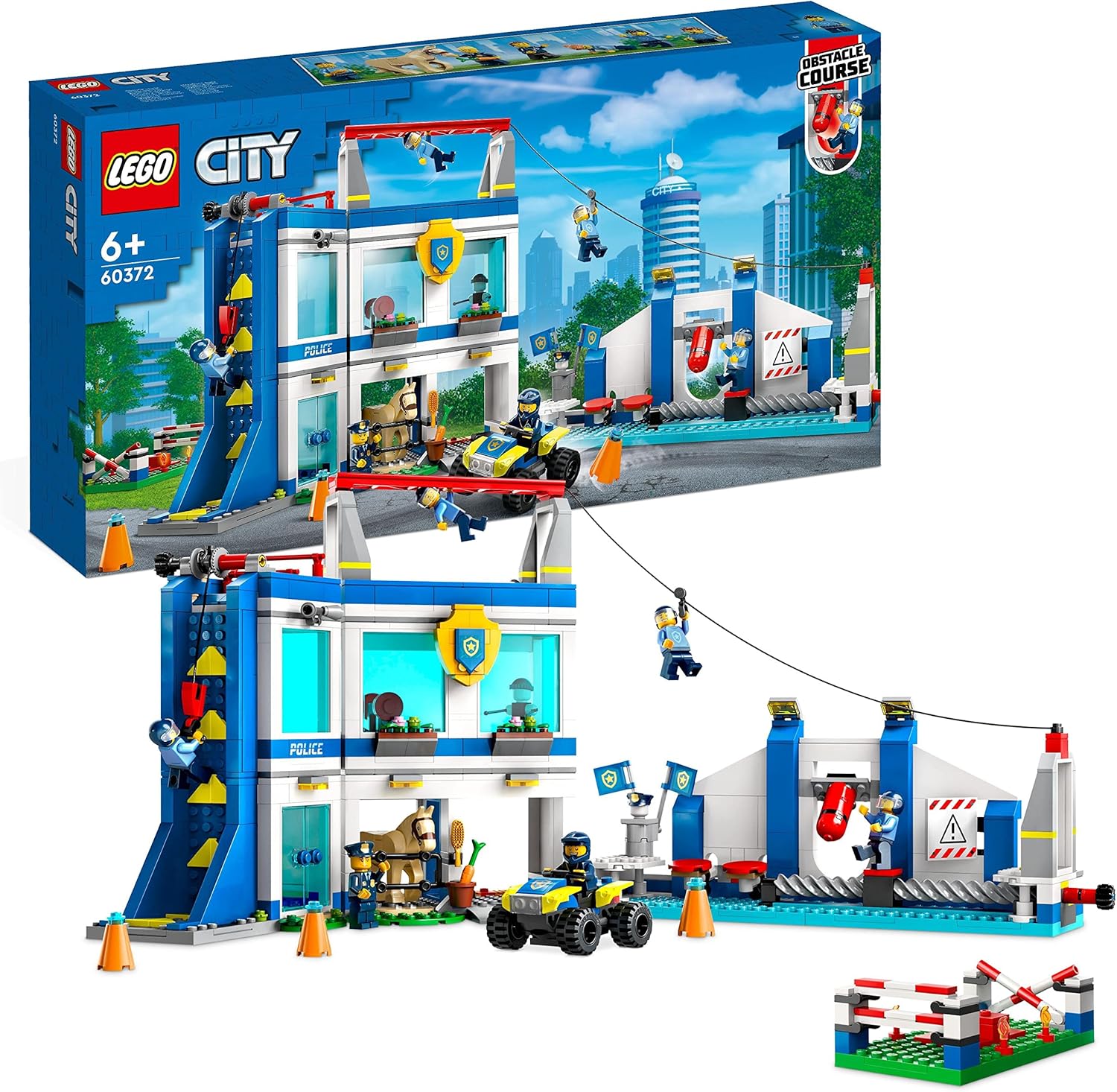 LEGO City Police Training Academy 60372, Station Playset with Obstacle Course, Horse Figure, Quad Bike Toy and 6 Officer Minifigures, for Kids Ages 6 Plus