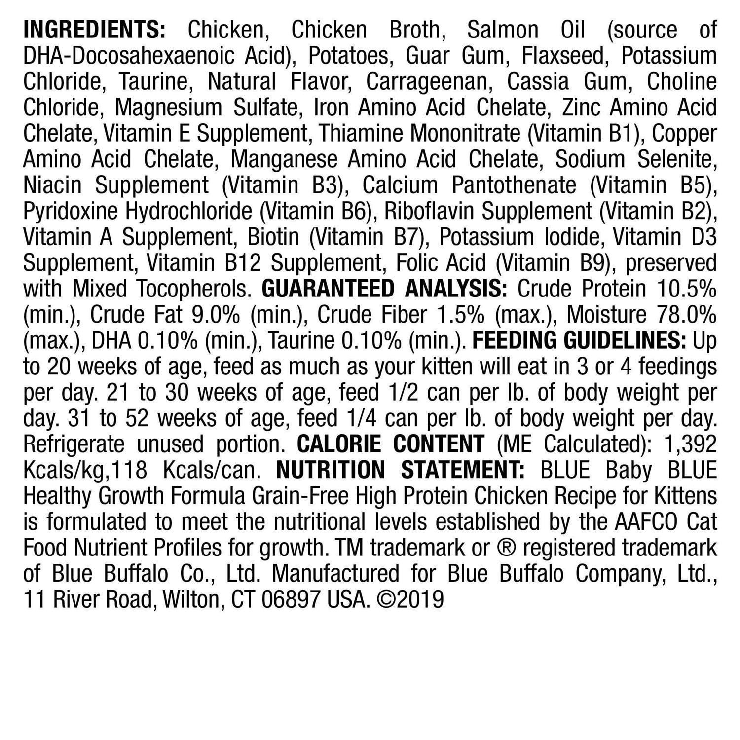 Blue Buffalo Baby Blue Wet Kitten Food Healthy Growth Formula Chicken - Pet Supplies online store