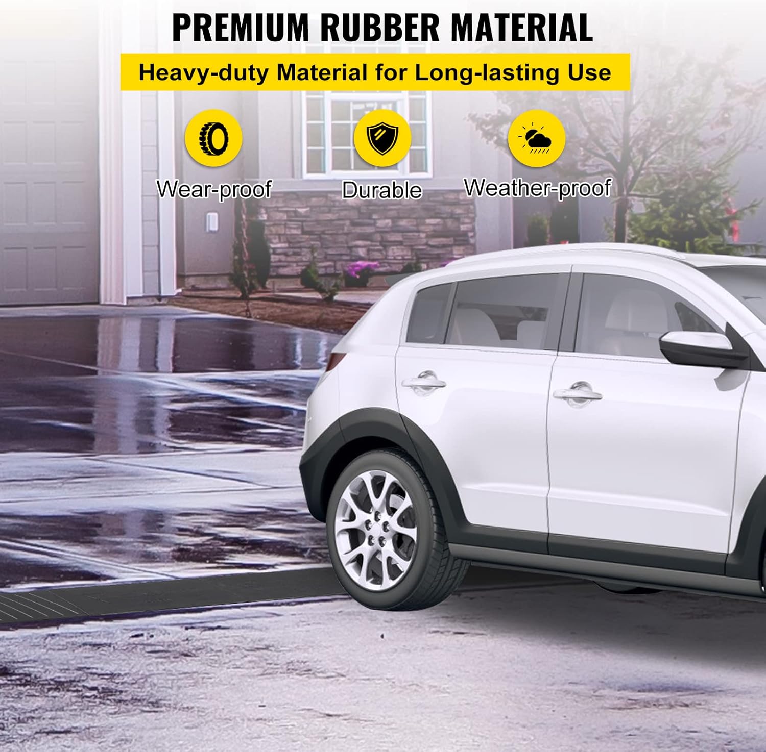 VEVOR Curb Ramp, 5 Pack Rubber Driveway Ramps, Heavy Duty 32000 lbs Weight Capacity Threshold Ramp, 2.6 inch High Curbside Bridge Ramps for Loading Dock Garage Sidewalk, Expandable Full Ramp Set