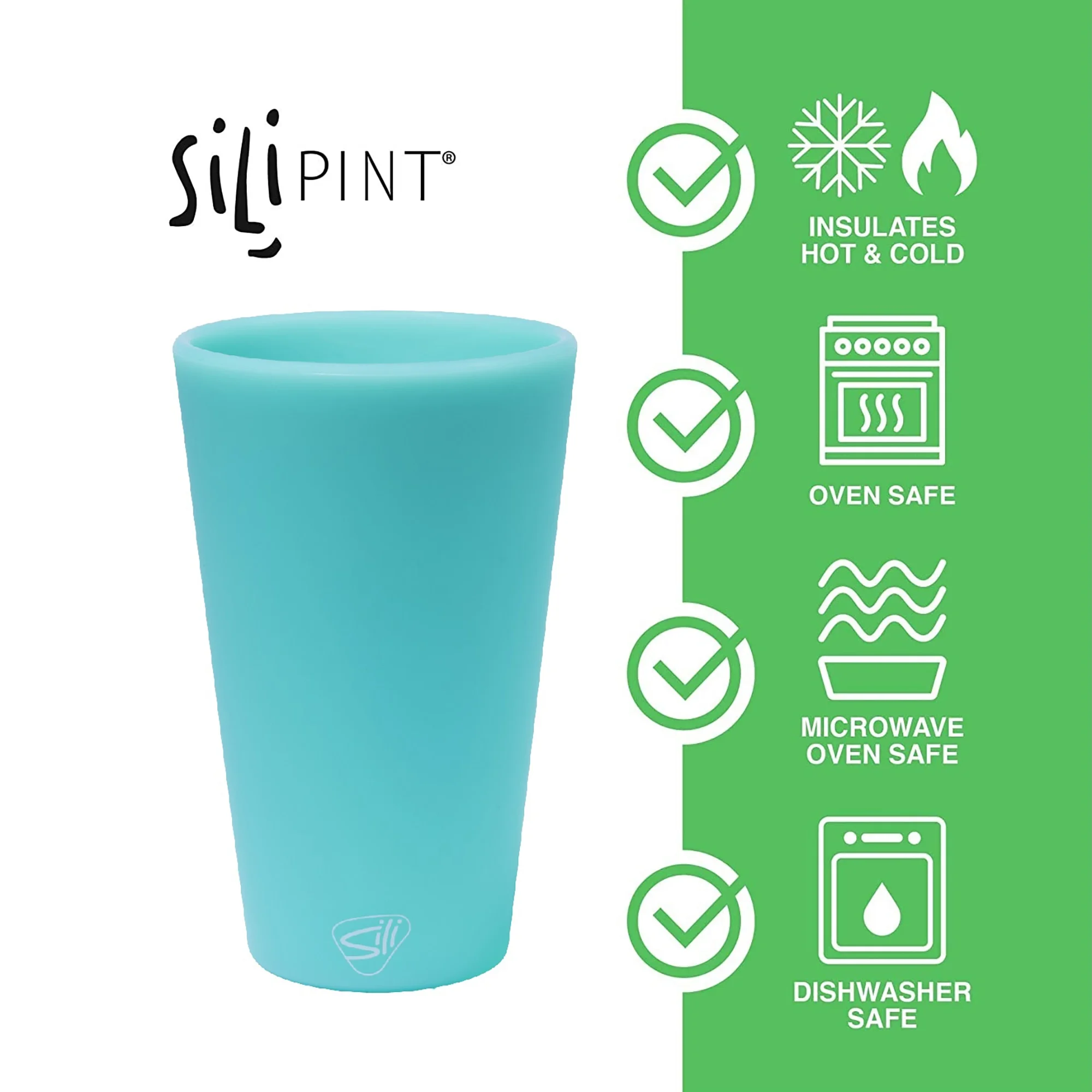 Silipint: Silicone Pint Glasses: 2 Pack - Aurora & Aqua - 16oz Unbreakable Cups, Flexible, Hot/Cold, Non-Slip Easy Grip