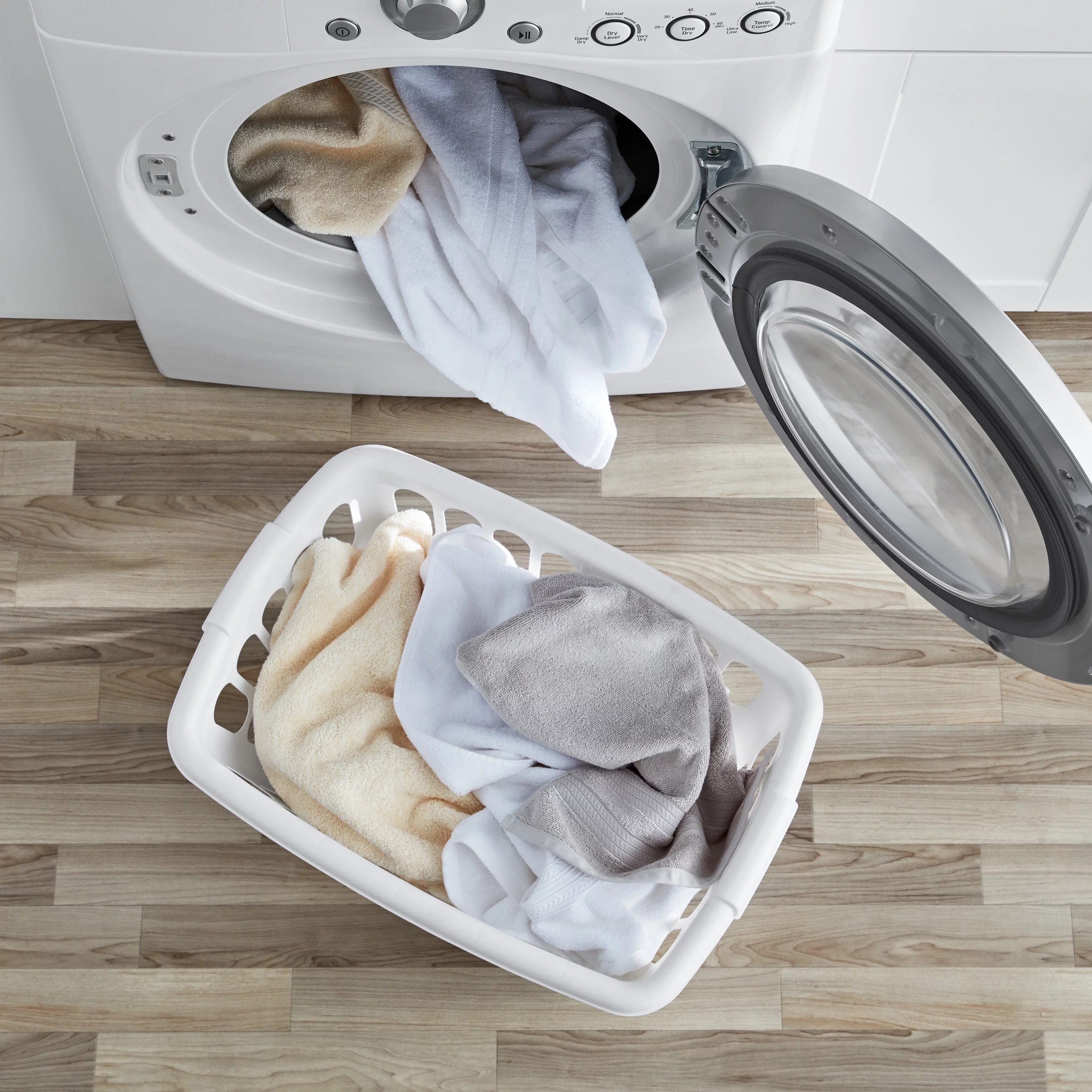 Starplast 1.5-Bushel Rectangular Plastic Laundry Basket, White, 6 Pack