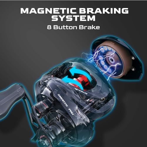 Baitcasting Reel - High Capacity Casting Reel with 9+1 Stainless Steel Bearings, 7.2:1 Gear Ratio, 15 lb Drag - Baitcaster Fishing Reel