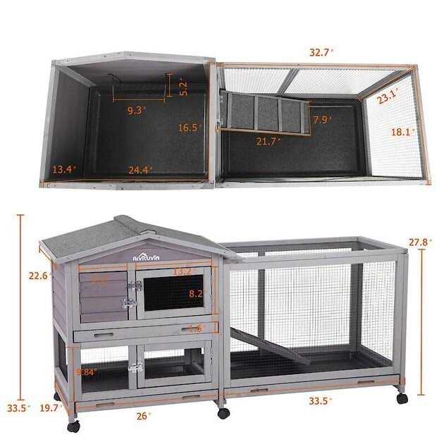 Aivituvin Indoor Outdoor Rabbit Hutch Bunny Cage AIR19 - Pet Supplies online store
