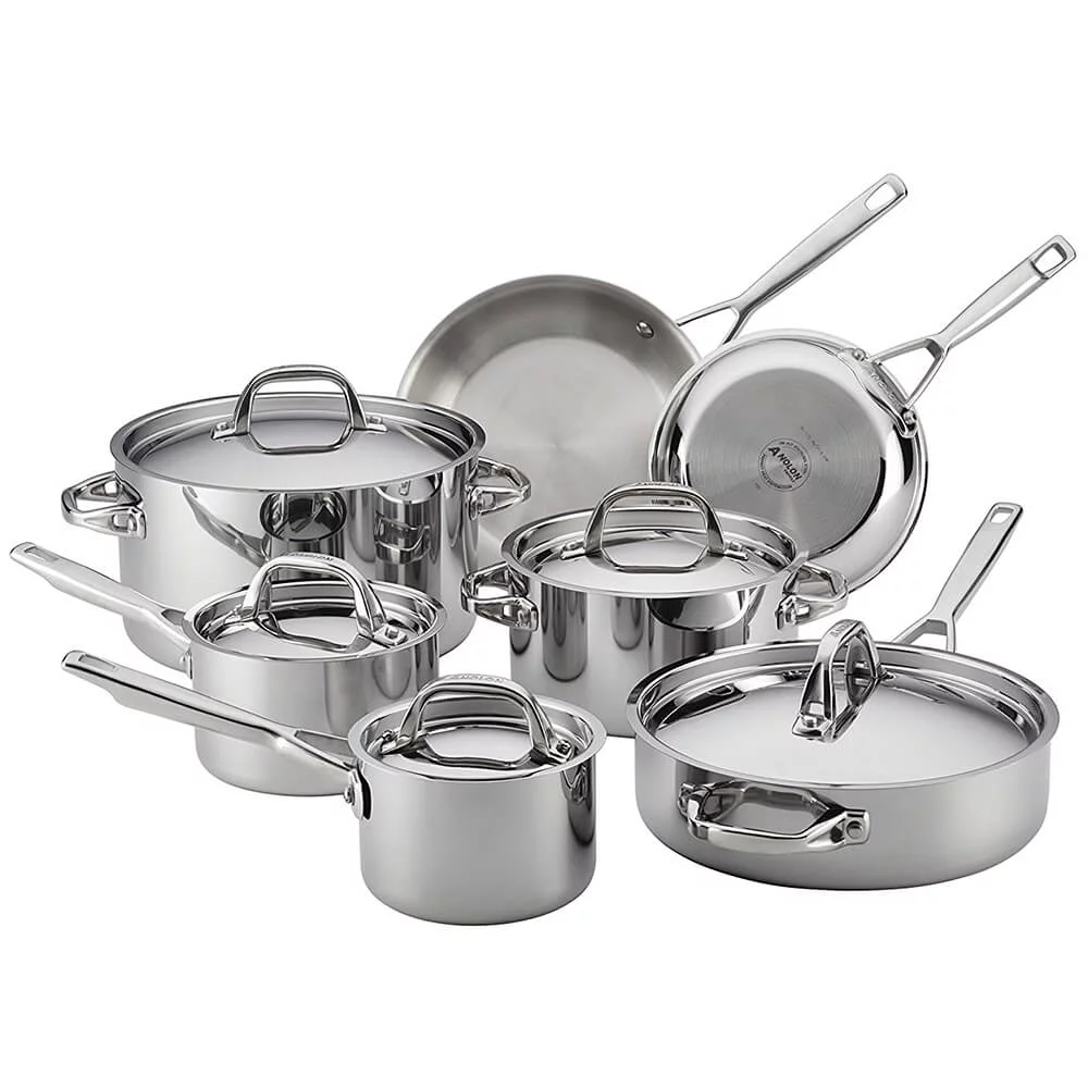 Anolon 30822 Tri-Ply Stainless 12-Piece Cookware Set