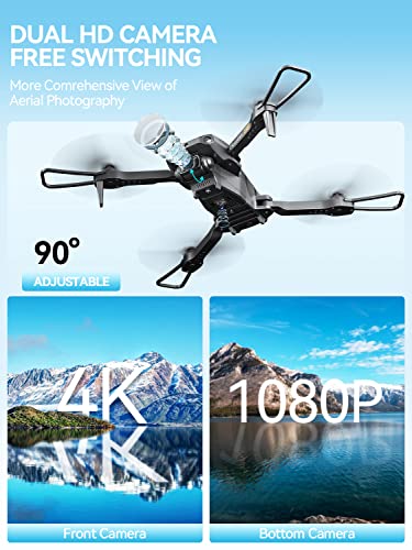 Drones with Camera for Adults Beginners Kids, Foldable E58 Drone with 1080P HD Camera, RC Quadcopter - FPV Live Video, Altitude Hold, Headless Mode, One Key Take Off/Landing, APP Control