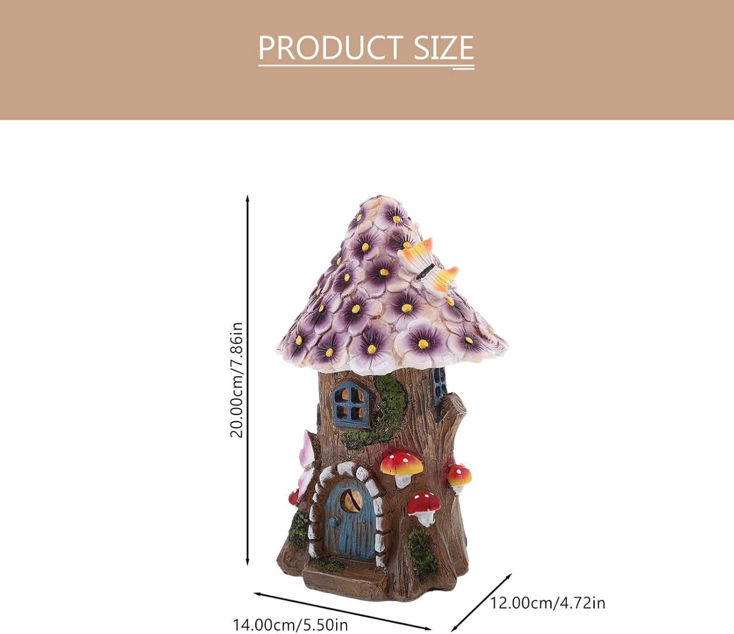 OSALADI Solar Mushroom House Decoration for Home Outdoor Lawn Decor Miniature Ornaments Fairy House for Garden Lawn Sculptures Solar Fairy House Outdoor Home Furnishing Ornament Appendix