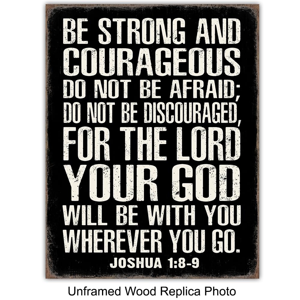 spiritual Religious Scripture Wall Art - masculine Christianity - Christian Gifts for Men, Man cave Home Decor - Catholic Gift - Inspirational Motivational poster - God Wall Decor - Faith Wall Decor