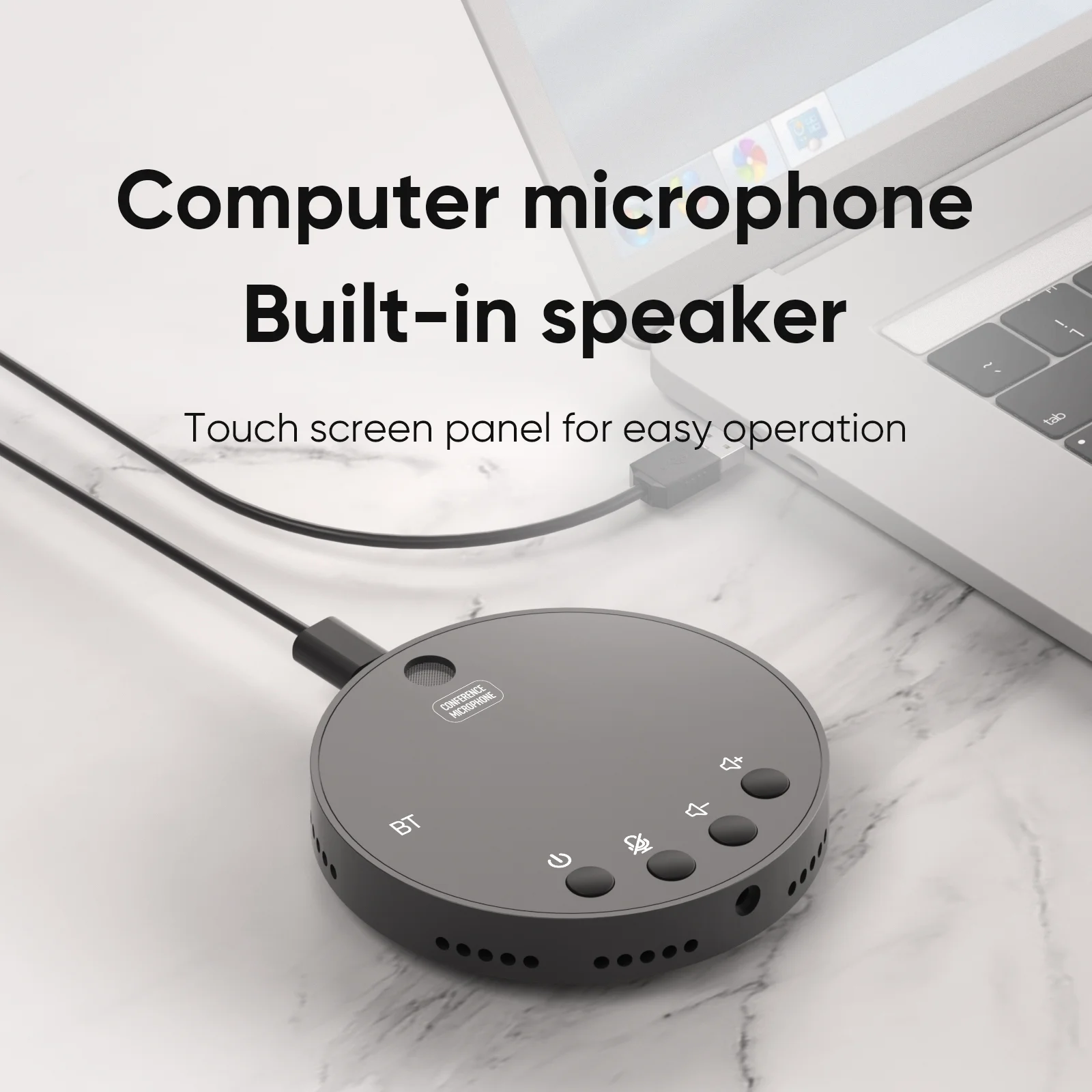Suzicca Desktop USB Conference Speakerphone BT Microphone 360° Omnidirectional Condenser Plug & Play PC Computer Mic with Speaker Mute/ Function Compatible with Windows for PC Laptop Video Conferen