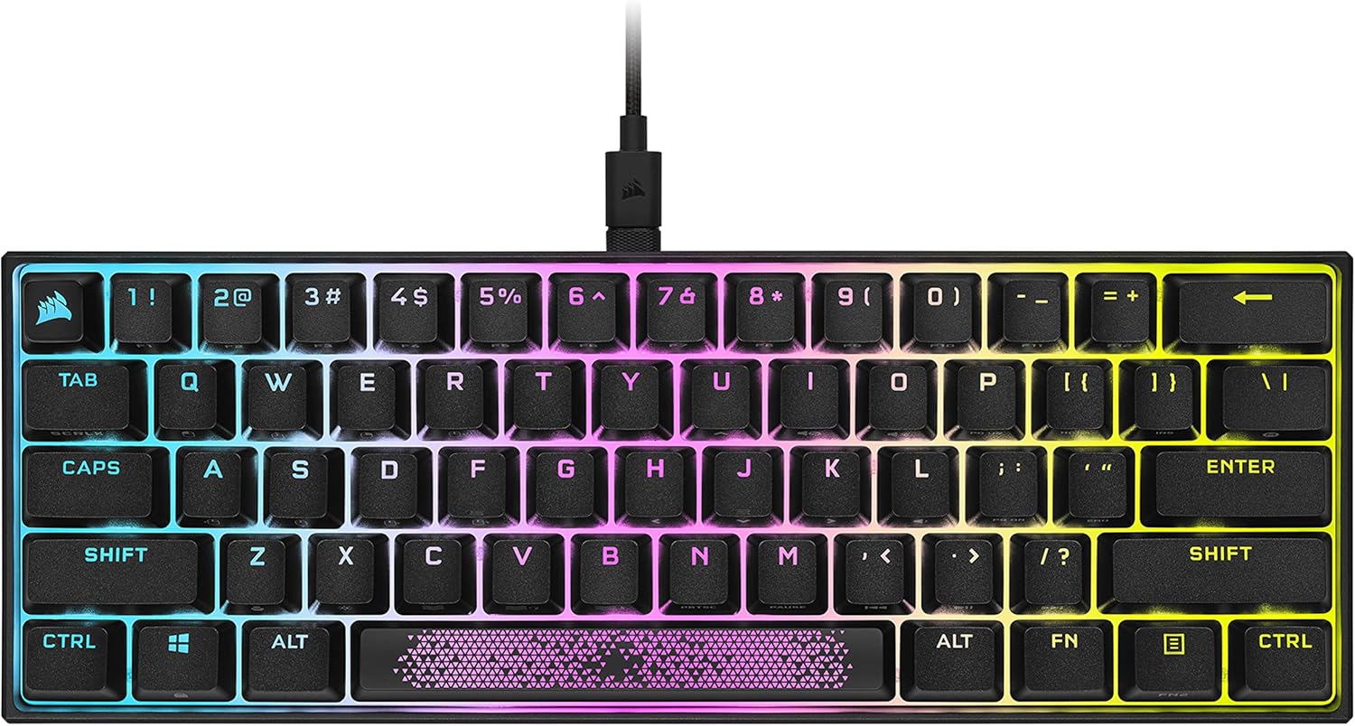 Corsair K65 RGB MINI 60% Mechanical Gaming Keyboard (Customizable Per-Key RGB Backlighting, CHERRY MX Speed Mechanical Keyswitches, Detachable USB Type-C Cable, AXON Hyper-Processing Technology) Black