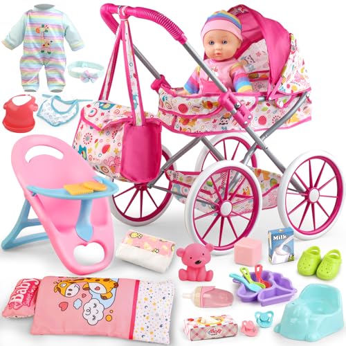 Baby Doll Stroller Toys Set with 12.5