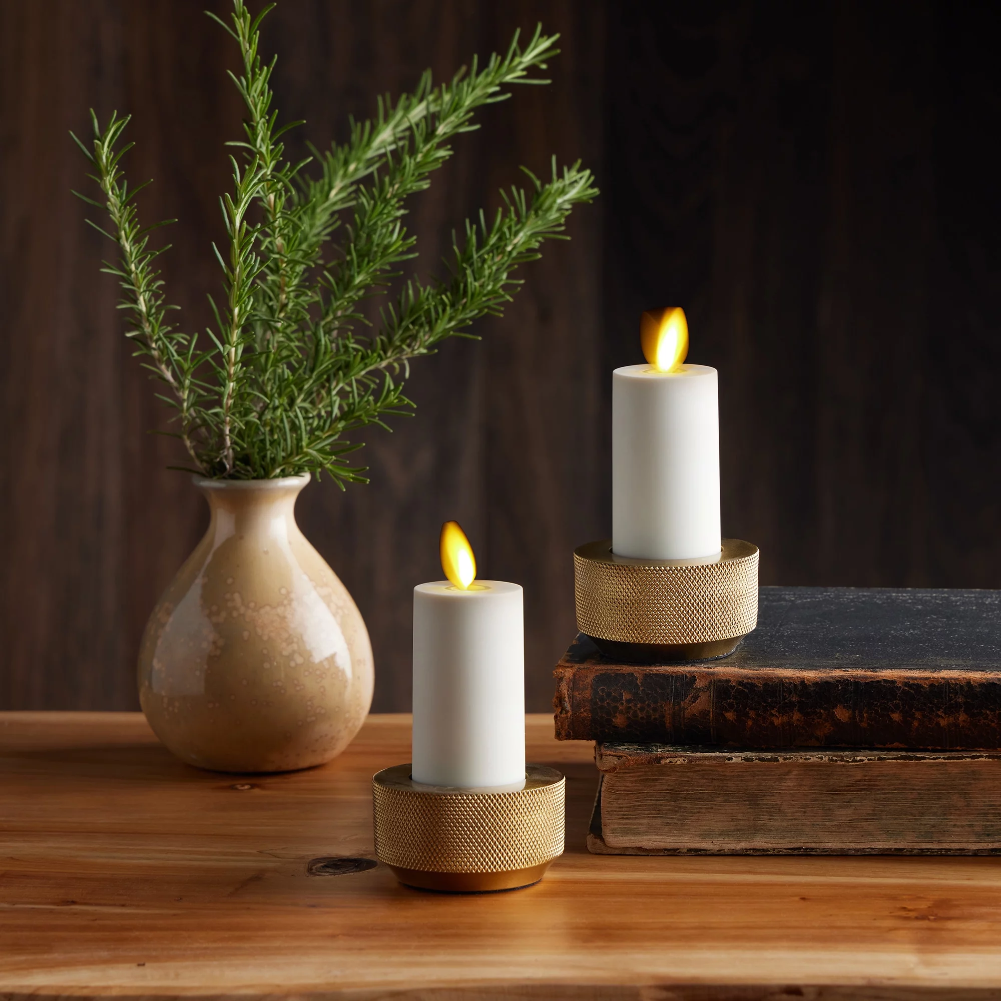 Luminara Realistic Artificial Moving Flame Votive Candle - Set of 2 - Moving Flame LED Battery Operated Lights for Christmas, Halloween - Remote Ready - Remote Sold Separately - Ivory - 1.5