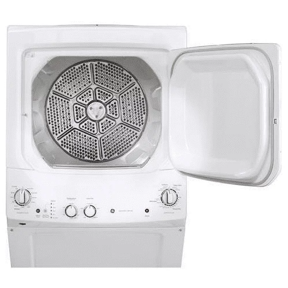 GE GUD27ESSMWW 27 Spacemaker Series Washer and Electric Dryer with Multi wash Cycles Rinse Temperature Auto Loading Sensing Rotary Electronic Controls and Spin Speed Combination in White