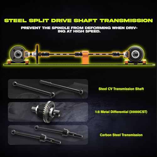 RLAARLO 1/14 Brushless Fast RC Cars for Adults, Top Speed 60+ MPH RC Truck, All Terrain Remote Control Car Hobby Off-Road Remote Control Truck 4x4 Monster Trucks with 3S Battery