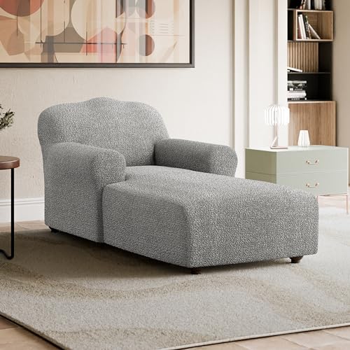 PAULATO BY GA.I.CO. Chaise Lounge Cover Lounge Chair Sofa Slipcover- Soft Polyester Fabric Slipcovers - 1-Piece Form Fit Stretch Furniture Slipcover - Mille Righe Collection - Cream (Chaise Lounge)