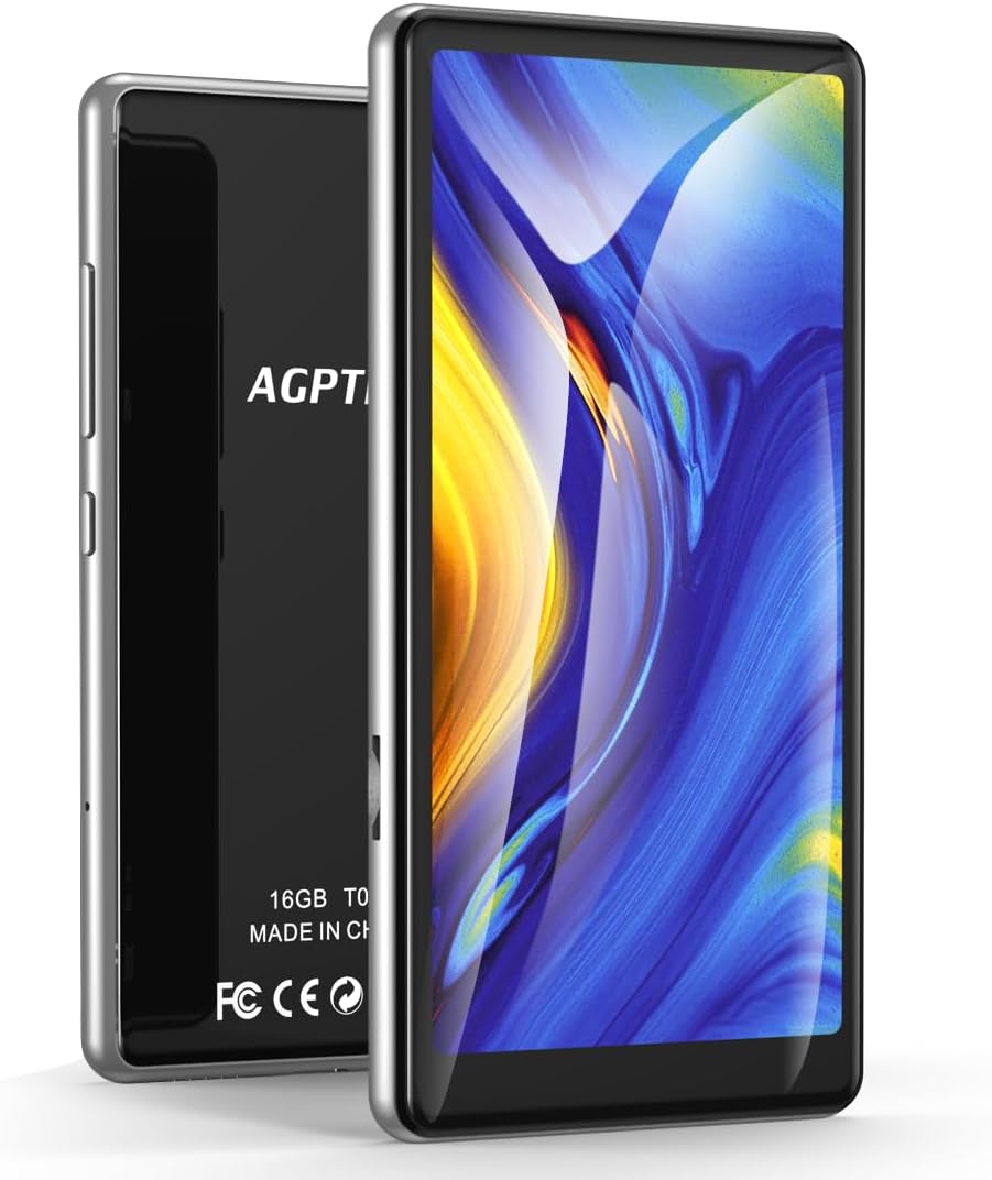 AGPTEK 5 inch MP3 Player with Bluetooth and WiFi, Full Touch Screen 16GB MP4 Player with Spotify, Apps with Speaker, FM Radio, up to 128GB