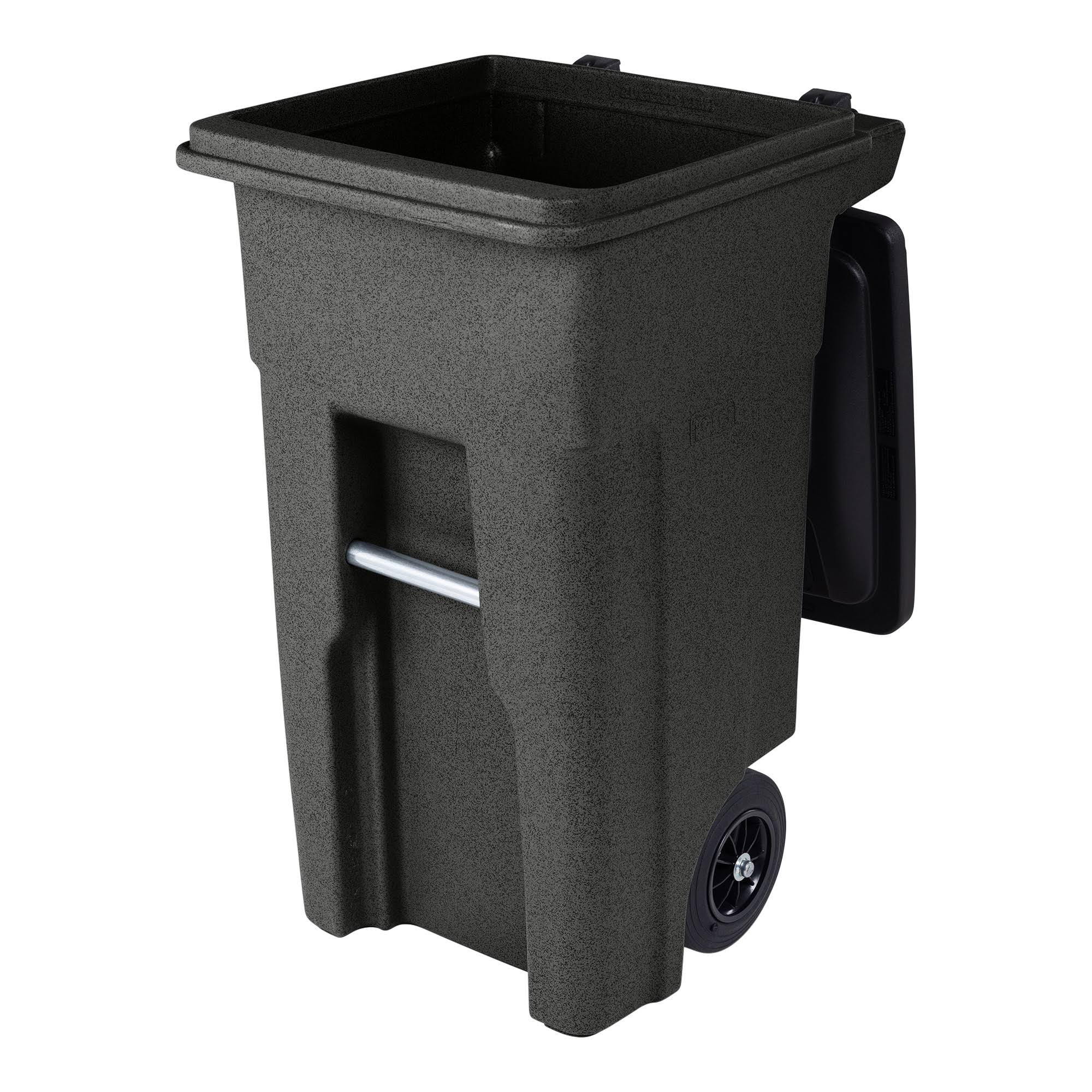 Toter 32 gal. Blackstone Trash Can with Quiet Wheels and Attached Lid