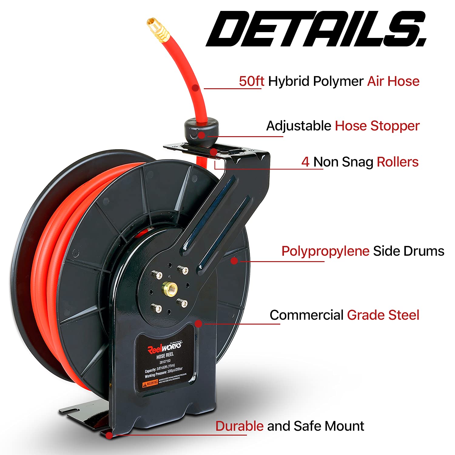 ReelWorks Air Hose Reel Retractable 3/8