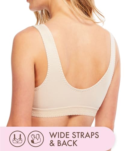 Carole Martin Full-Freedom Front Closure Bra, Perfect Wireless Cotton Sleep Bras for Women
