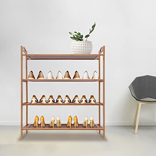 DNYSYSJ Bamboo Shoe Rack Organizer 5-Tier Shoe Shelf Storage Freestanding Shoes Shelf Stand for Entryway Hallway Closet (Brown)