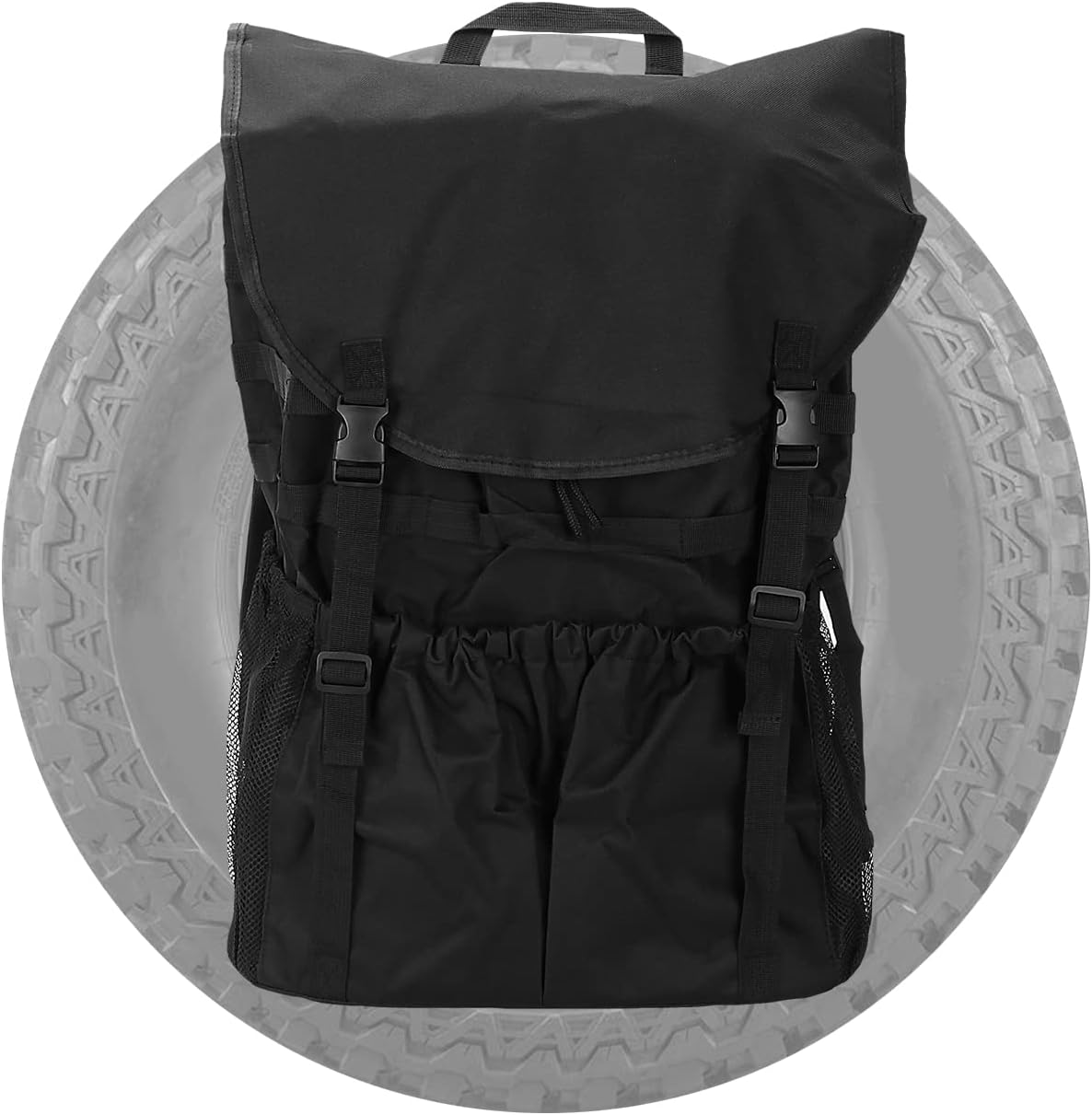 PARTOL Spare Tire Trash Bag Trash Bag Overland Gear Organizer Cargo Garbage Tool Trunk Rear Wheel Bags for Outdoor Camping Jeep Wrangler UTV SUV RV Truck Off-Road Recovery Backpack