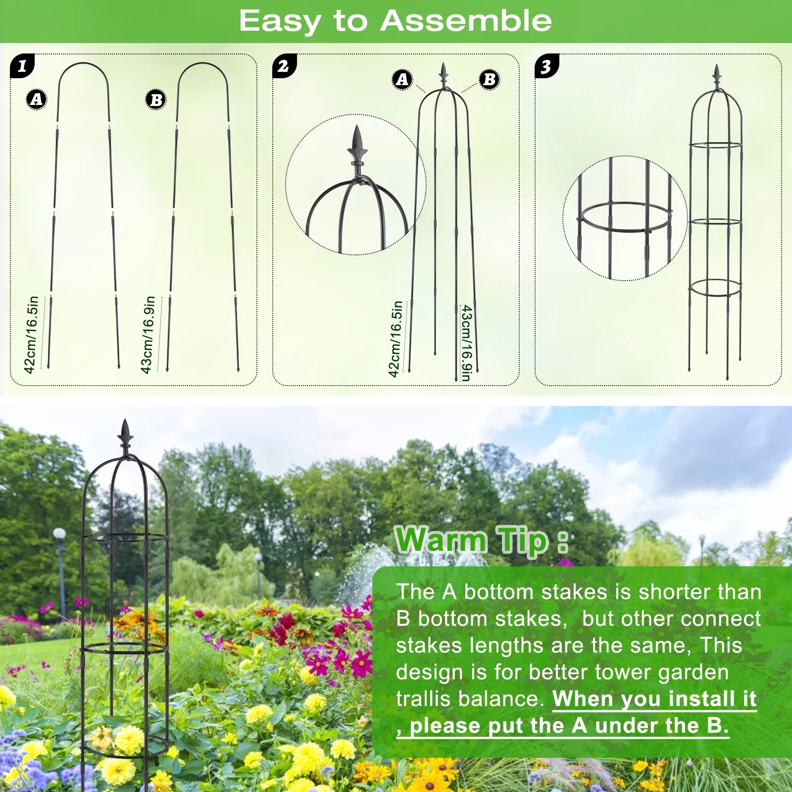 Garden Trellis for Climbing Plants Tower Obelisk Garden Trellis 6ft Tall Plant Support Vine Supports Plant Tower for Climbing Vines and Flowers Stands 2 Pack