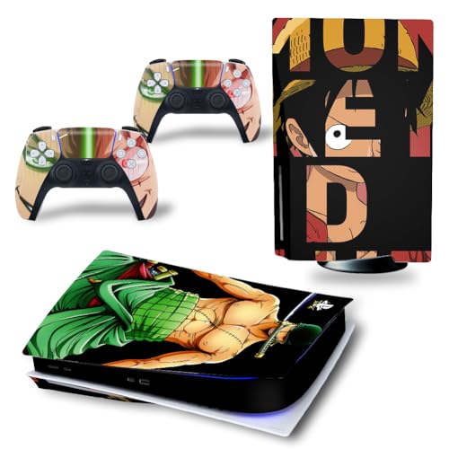 PS5 Console Skin and Controller Skin Set | Anime Anime One Piece Straw Hat Pirates | Matte Finish Vinyl Wrap Sticker Full Decal Skins | Compatible with Sony Playstation 5 Digital Edition