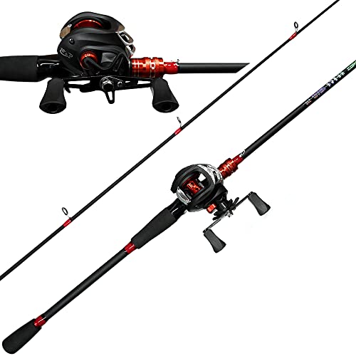 Kilitn Fishing Rod and Reel Combo, Baitcasting Combo Baitcast Reel, 6 Foot 7 Foot 2-Piece, Durable Fiberglass Wrapped Carbon Fiber Rod with Comfortable EVA Handle