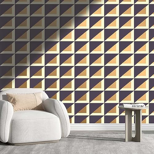 Cubicle Wallpaper Brown Wall Sticker Geometry Lattice Line Modern Home Decor No Extra Glue Needed (W) 118