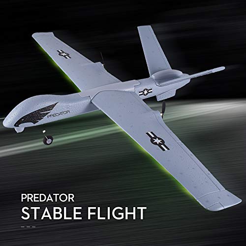 RC Plane Remote Control Airplane - 2.4Ghz 2 Channels DIY RC Predator Aircraft with 3-Axis Gyro for Beginner RC Plane with 2 Batteries, Wingspan 660mm