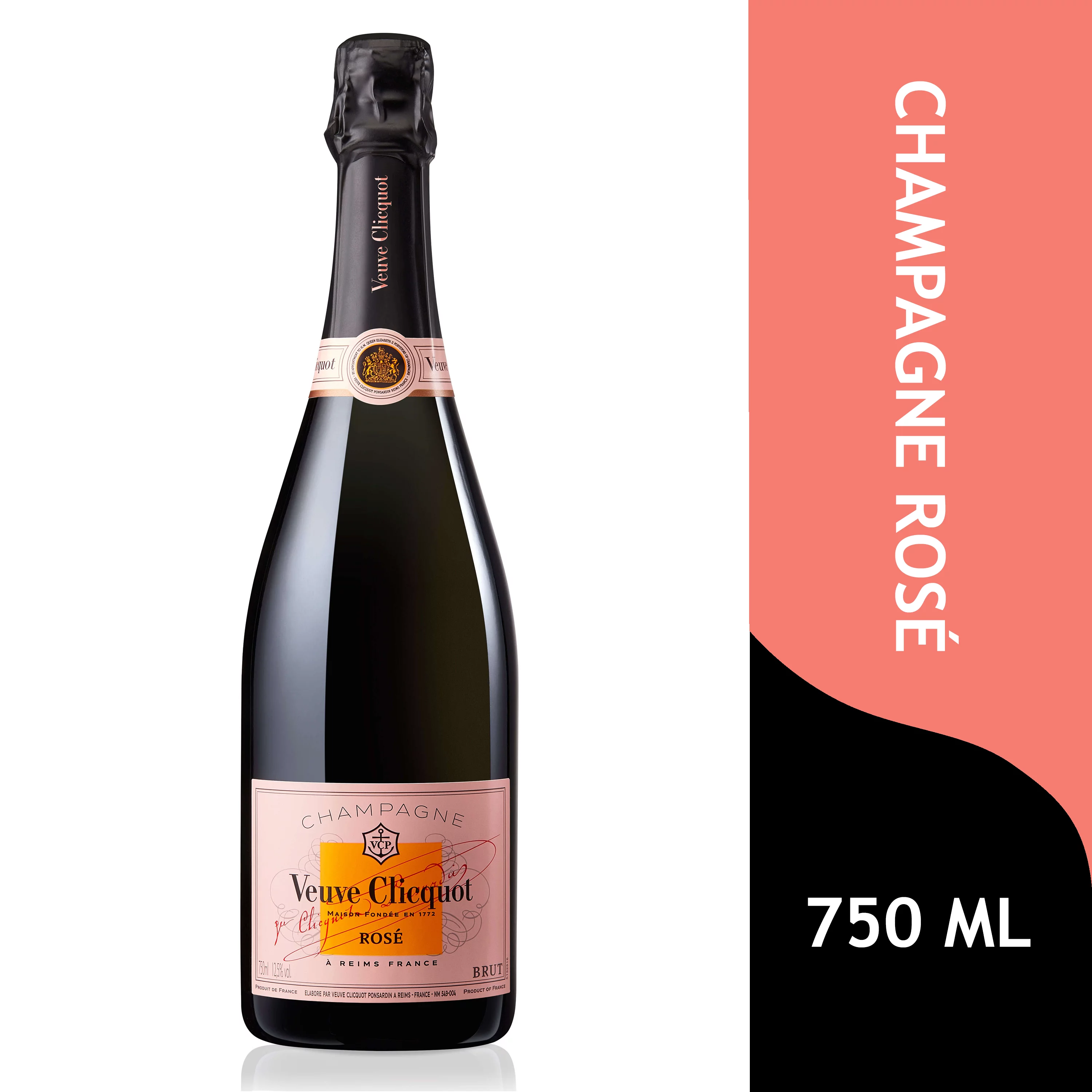 Veuve Clicquot Brut Rose Sparkling Wine, France, 750 ml Glass Bottle, 12.5% ABV