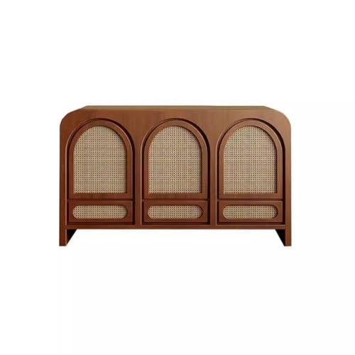 Cabinet for Storage French Antique Style Dining Cabinet Rattan Wood Vintage Entrance Cabinet Living Room Storage Cabinet Decorative Cabinet Storage Tea Cabinet Kitchen Pantry Cabinet(Four doors 160*40