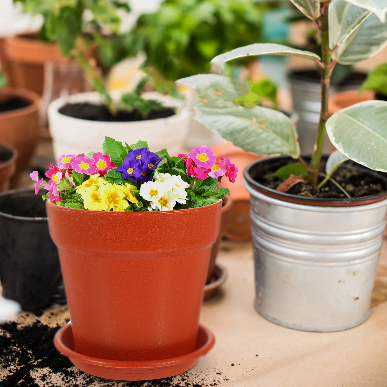 10 Sets Pots Imitation Pottery Plastic Flower Nursery Garden Planter