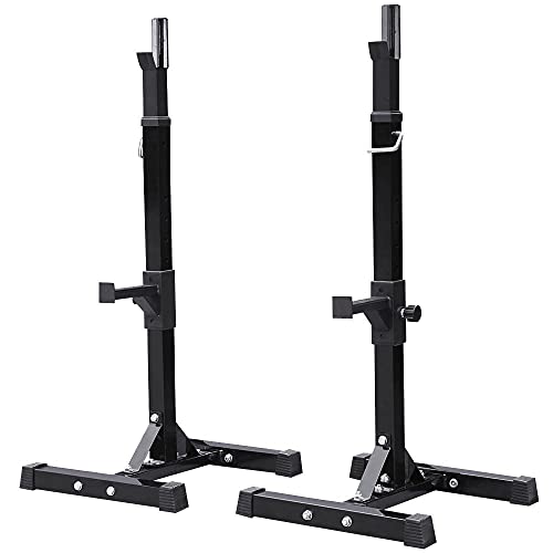 Yaheetech Pair of Adjustable Squat Rack Standard 44-70 Inch Barbell Rack, Solid Steel Squat Stands Bench Press Storage Home Gym Portable Dumbbell Stands