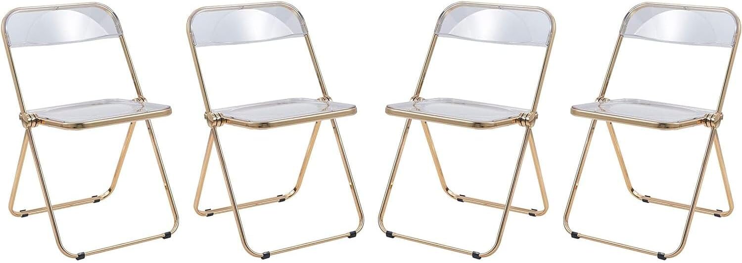 Timeless Trends, Folding Chair with Gold Metal Frame, Foldable for Convenient Storage., Space-Saving, Set of 4