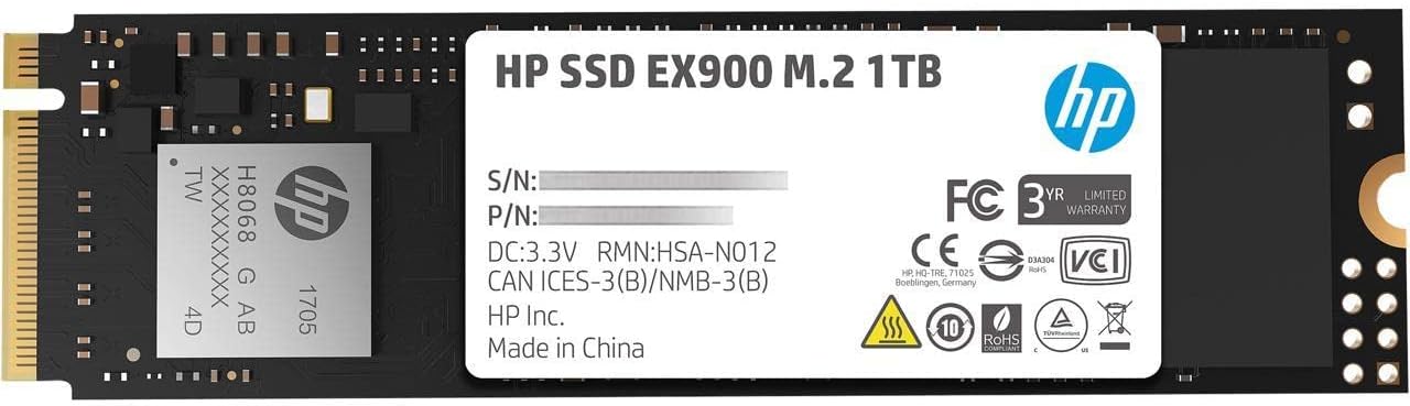 HP EX900 M.2 1TB PCIe 3.1 X4 Nvme 3D TLC NAND Internal Solid State Drive (SSD) Max 2100 Mbps 5Xm46Aa#ABC