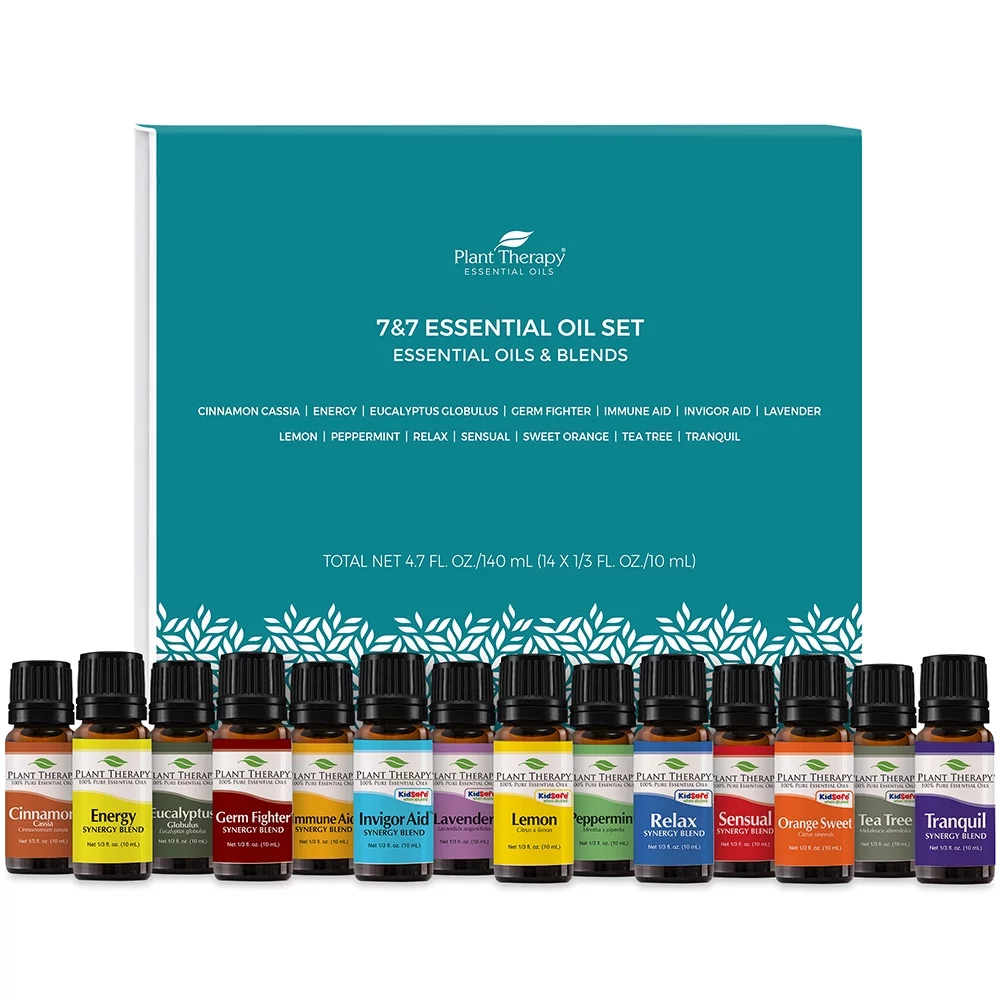 Plant Therapy Essential Oils 7 & 7 Set - 7 Single Oils & 7 Blends 10 mL (1/3 oz)