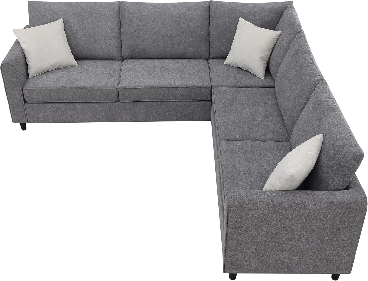 LUMISOL Upholstered Sectional Sofa for Living Room, L Shape Furniture Couch with 3 Pillows, Fabric Sofa Couch for Large Space Apartments Office, Grey