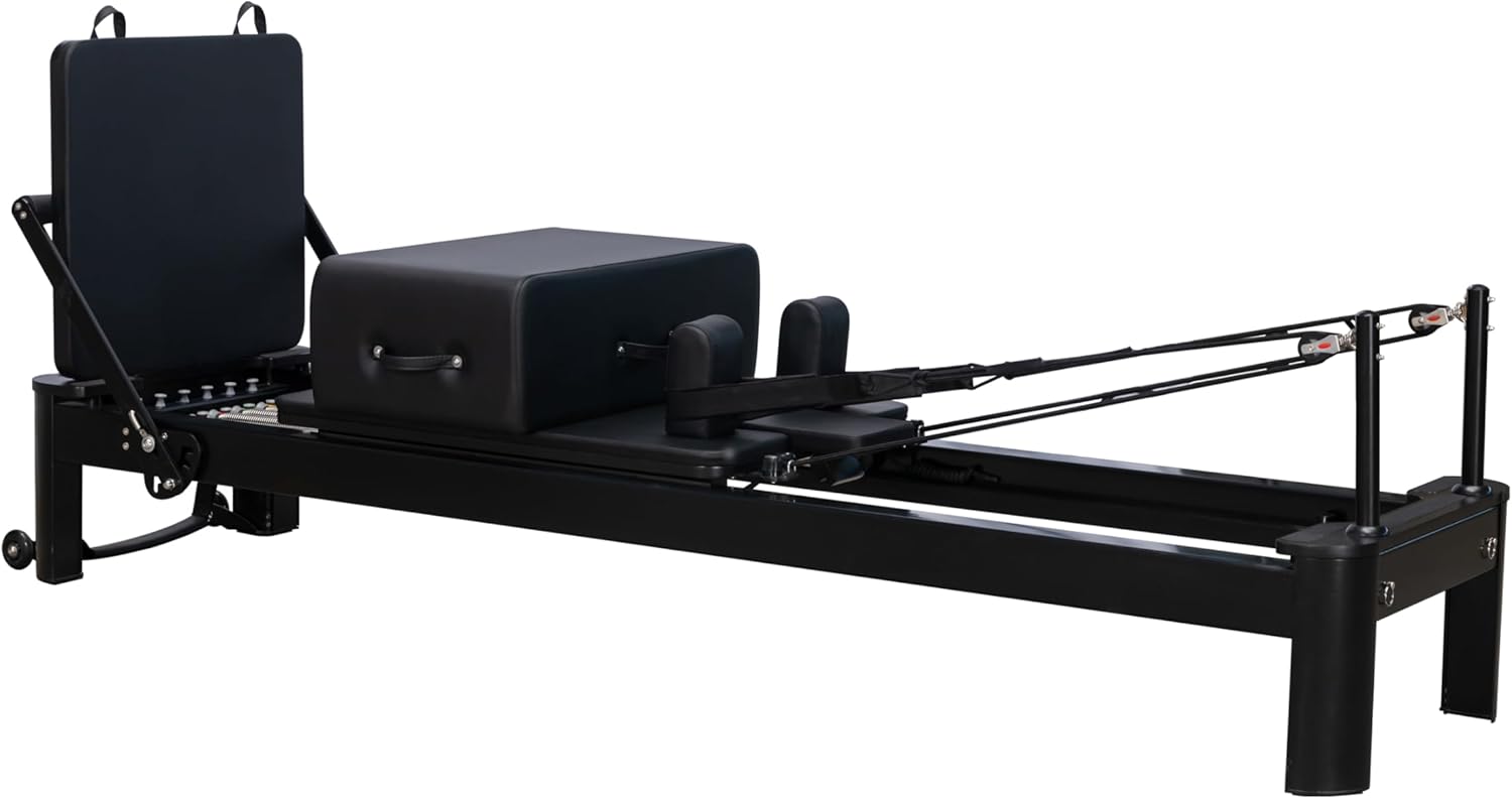 Aluminium Pilates Reformer,Pilates Reformer Equipment with Reformer Accessories, Reformer Box, Padded Jump Board, Reformer Pilates Machine for Home and Studio