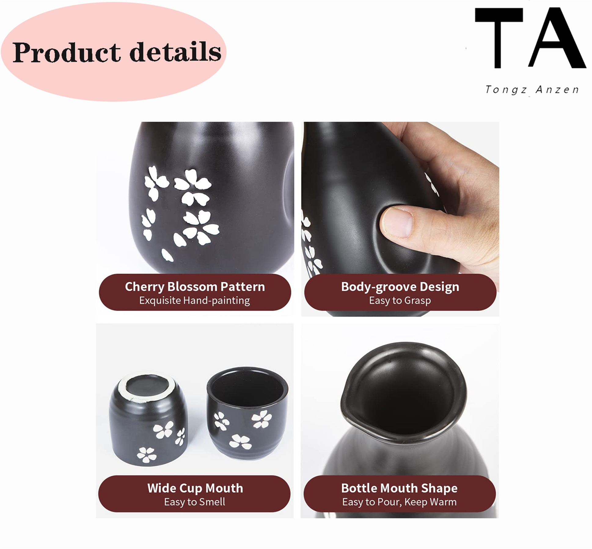 Durable Japanese Sake Ceramic 6pcs Set