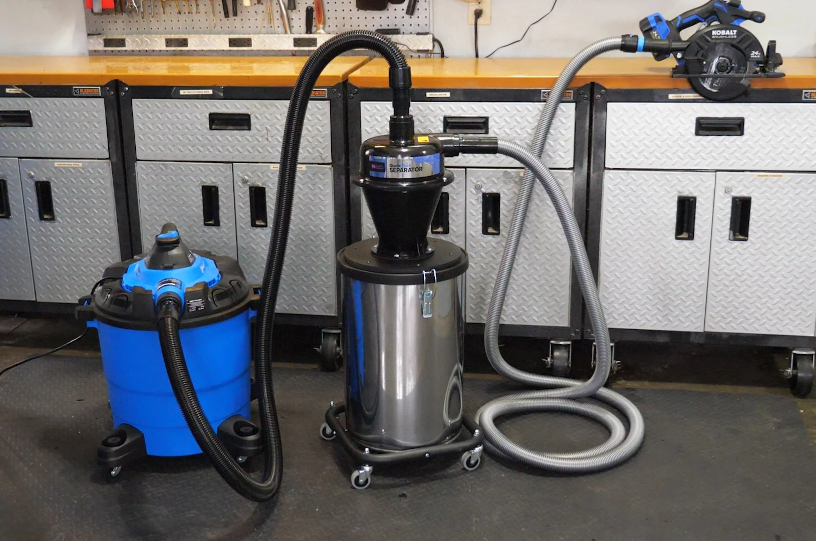 Quick Click Dust Collection Separator w/ 16 Ft Hose and Adapter Set