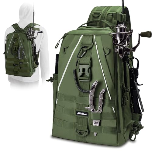 Fishing Backpack Tackle Bag, Fishing Tackle Backpack with Rod Holder, Tackle Box Backpack